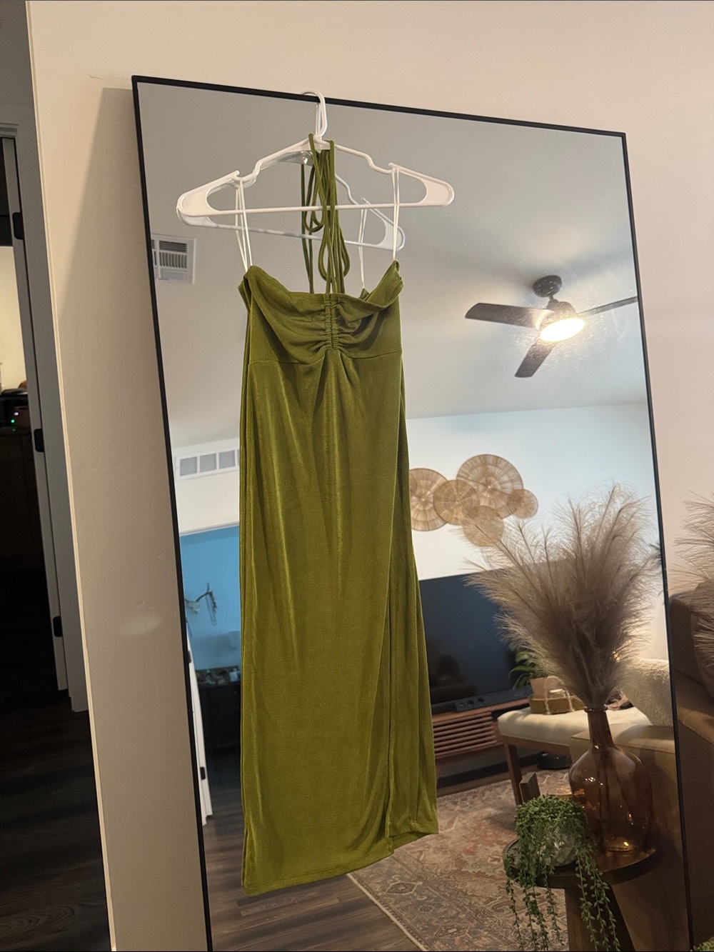 Hello Molly Olive Green Halter Maxi Dress
